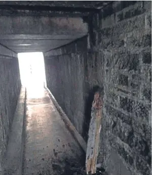  ??  ?? A timber frame fell at the underpass between Fox Street and Links Parade in Carnoustie.