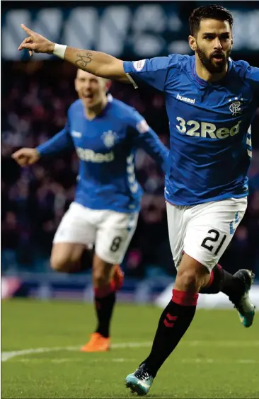  ??  ?? Daniel Candeias’ strike (right) provided the only real cutting edge in a game Rangers completely dominated from start to finish