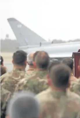  ??  ?? Theresa May speaks to the troops at RAF Akrotiri, Cyprus, yesterday.