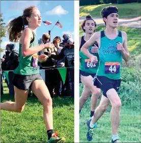  ?? PHOTO PROVIDED ?? Bremen’s Hallie Klockow (left) and Aaron Douglass (right) ended their cross country season at the New Haven Semi-state Saturday.