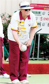  ?? ?? Andy Kidd steps up to bowl for Drouin at Neerim South on Saturday. Drouin won 82/74 in the division two game to open the season.