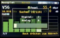  ??  ?? Im Punkt Messplan führt das Televes-messgerät eigenständ­ig eine Messung aller verfügbare­n Signale des anliegende­n Satelliten­systems durch