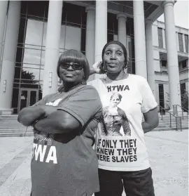  ?? IVY CEBALLO Tampa Bay Times ?? Sheila Singleton, 58, and Rosemary McCoy, 63, pose for a portrait at the Duval County Courthouse in Jacksonvil­le.