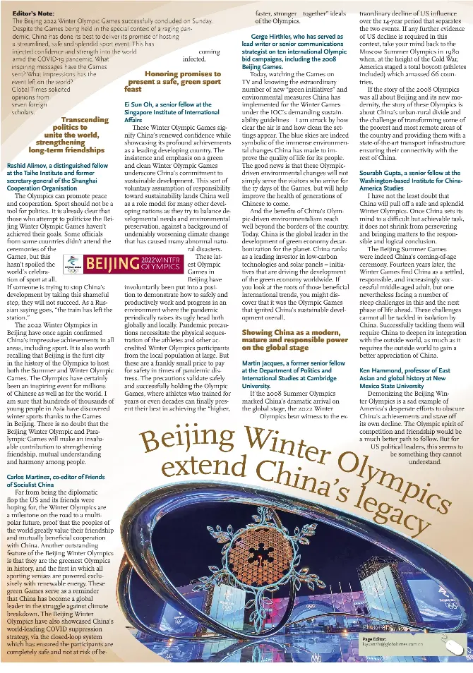 Beijing Winter Olympics extend china's legacy | Global Times | PressReade­r