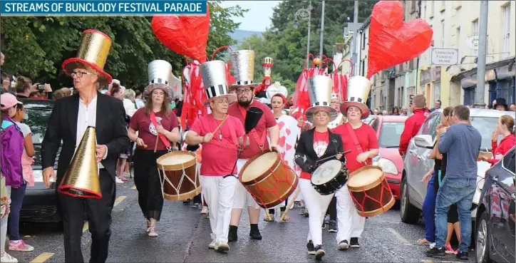  ??  ?? Parade at the opening of the Streams of Bunclody Festival