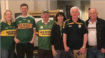  ??  ?? Kerry supporters in the Gresham Hotel prior to the Kerry v Galway Super eights encounter: Louisa Sharples (London),Seán O’Sullivan (London and Valentia), Joe Lynch(Valentia), Eileen Duckling (née O’Sullivan, Valentia and Dublin), GG O’Sullivan...