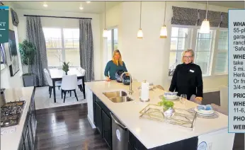  ??  ?? Lennar’s Tina Dinkel, left, and Cindy Ditallo show a ranch model at Heritage Todd Creek. Below left: A
Hamilton ranch ready to move in now, backing to Heritage Todd Creek Golf Club’s Arthur Hills course.