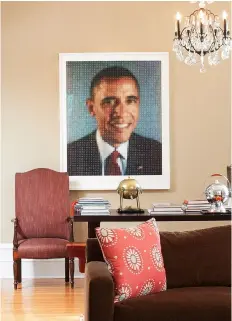  ??  ?? Chuck Close created tapestries and prints of Obama to fundraise for the president’s 2012 re-election campaign.