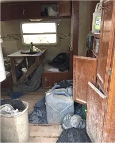  ??  ?? Inside the trailer where the children were found. — AFP photo