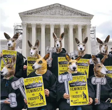  ?? Photo: AFP ?? Critics of Donald Trump dress as members of a “kangaroo court” during a protest outside the US Supreme Court in Washington.