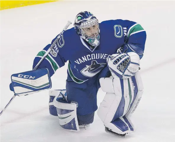  ?? MARK VAN MANEN/PNG FILES ?? Ryan Miller’s days as a Vancouver Canuck appear to be numbered as reports indicate the pending free agent goaltender will sign with the Anaheim Ducks as a backup for $1 million in a one-year deal.