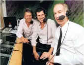  ??  ?? In the Centre Court commentary box with Tim Henman and John McEnroe, left; in his playing days at Wimbledon, below