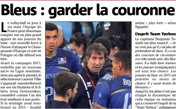  ?? (Photo AFP) ?? Laurent Tillie et ses Bleus veulent conserver le titre continenta­l.