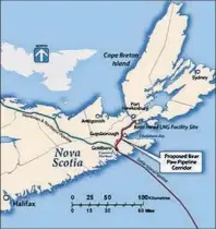  ?? SUBMITTED PHOTO ?? The location of the proposed Bear Paw Pipeline, the sister project of the proposed Bear Head LNG plant.