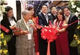  ??  ?? Thai Ambassador Thanatip Upatising and wife Monthip Upatising, together with Mariwasa Siam Ceramics, Inc. President Phaskorn Buranawit lead the ceremonial cutting of the ribbon opening the exhibit booths of Mariwasa and SCG at the 23rd WORLDBEX.