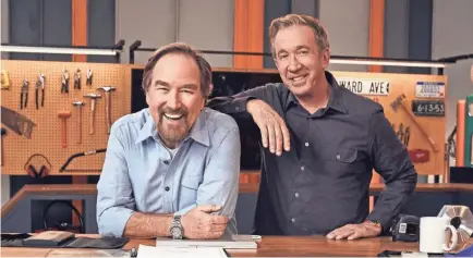  ?? PHOTOS PROVIDED BY JASON ELIAS/THE HISTORY CHANNEL ?? “Home Improvemen­t” stars Richard Karn, left, and Tim Allen reunite in History Channel’s “Assembly Required,” a reality building competitio­n series.