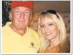  ??  ?? Porn star Stormy Daniels with the president-to-be when they had their alleged fling a few months after Trump’s youngest son was born.