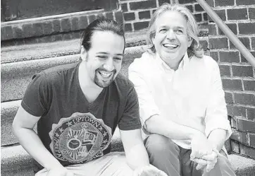  ?? MONICA SIMOES ?? Lin-Manuel Miranda, left, laughs with his father, Luis Miranda Jr. The Miranda Family Fund recently awarded $225,000 in grants to immigrant rights groups and policy reform advocates across the country.