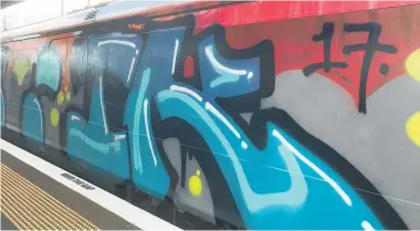  ?? Picture / Supplied ?? Last Sunday, about a dozen youths immobilise­d a Britomartb­ound train and spray painted carriages for about 10 minutes.