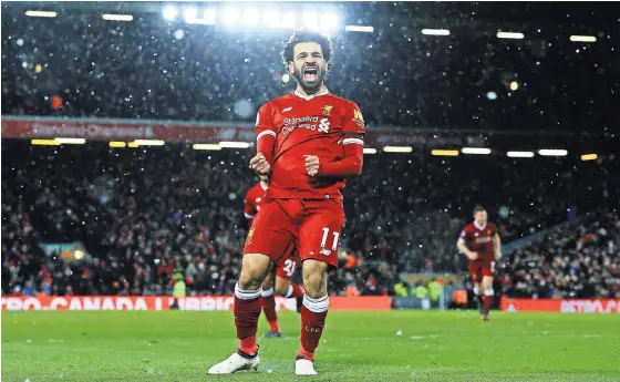  ?? LINDSEY PARNABY/AGENCE FRANCE-PRESSE — GETTY IMAGES ?? Mohamed Salah of Liverpool has scored an astonishin­g 43 goals this season and carried his team to a Champions League final.