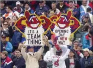  ?? THE ASSOCIATED PRESS — FILE PHOTO ?? The Indians continue to use the ‘Chief Wahoo’ caricature even though many find it offenive.