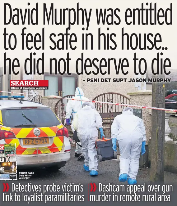  ??  ?? Officers at Glenwherry yesterday FRONT PAGE Daily Mirror yesterday