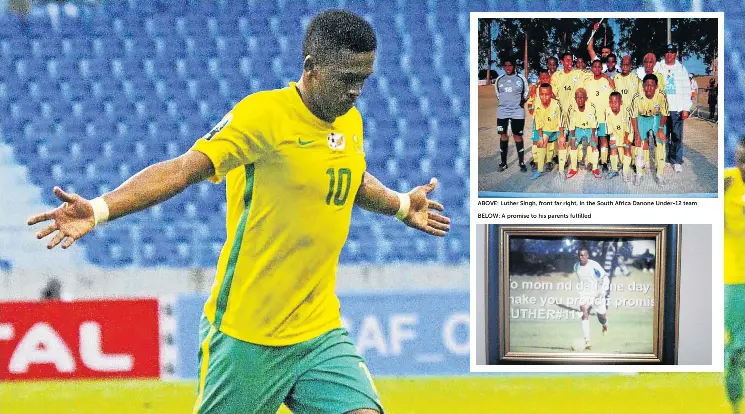  ?? Picture: BACKPAGEPI­X ?? ABOVE: Luther Singh, front far right, in the South Africa Danone Under-12 team