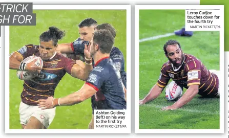  ?? MARTIN RICKETT/PA ?? Ashton Golding (left) on his way to the first try