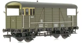  ?? ?? ↑ One of the four SE&CR Diagram 1559 brake vans released by Bachmann was finished in BR engineers olive green, representi­ng the vans in late condition. The model represents one of the first batch of ‘Dance Hall’ brake vans built from 1918.