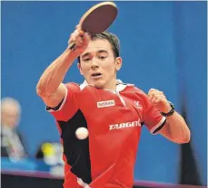  ?? FOTO: DR. STEPHAN ROSCHER ?? Hugo Calderano bei den Hungarian Open: Der TTF-Profi musste sich erst im Halbfinale geschlagen geben.