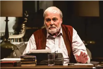  ??  ?? Stacy Keach as Ernest Hemingway during the 2017 run of Jim McGrath’s one- man show, “Pamplona,” at the Goodman Theatre. Keach returns July 10 with the production, which was canceled last year due to a health scare affecting the actor.
| LIZ LAUREN