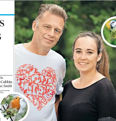  ??  ?? Nature lovers: Chris Packham and Megan Mccubbin work together on the daily Self-isolating Bird Club