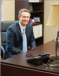  ?? JENNIFER ELLIS/THREE RIVERS EDITION ?? Current Rose Bud School District Superinten­dent Chris Nail sits in his office Wednesday morning. Nail, who will be the Beebe School District superinten­dent as of July 1, is in his second year at Rose Bud.