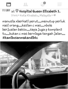  ??  ?? A screenshot of the post about the closure of the 'Bakso Mas' stall on Facebook.