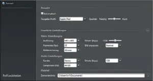  ??  ?? In den Einstellun­gen werden das Ausgabefor­mat und das Zielverzei­chnis bestimmt.