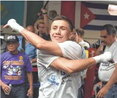  ?? MARK RALSTON, AFP/GETTY IMAGES ?? Middleweig­ht champion Gennady Golovkin, above, will put his 32-0 record on the line Saturday against Willie Monroe.