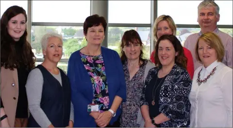  ??  ?? Some of the students on DkIT’s ‘Certificat­e in Fundamenta­ls of Understand­ing and Responding to Domestic Abuse’ (L-R Edwina Redmond, Elizabeth Maguire, Dr. Kathleen Nallen, Acting Head of Section of Midwifery, Mary McCabe, Deirdre Fahy (at back),...