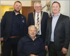  ??  ?? Aidan Quigley, Loftus Hall; Sean Connick, Dunbrody Trust; Cathaoirle­ach Willie Fitzharris and Ray Sinnott, Mount Congreve Gardens, Waterford, at the recent screening of The Lodgers at St Michael’s Theatre.