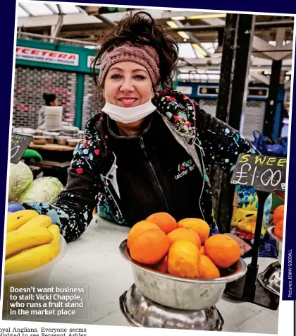  ??  ?? Doesn’t want business to stall: Vicki Chapple, who runs a fruit stand in the market place