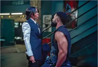  ?? NETFLIX / TNS ?? Kelly Rowland (left) and Trevante Rhodes star in Tyler Perry’s over-the-top “Mea Culpa.”