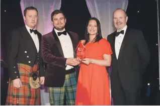  ??  ?? Left: Wee Isle Dairy – Graham Nicolson, group buying director at Aldi (Artisan Food category sponsor); Harry and Ava Maitland, The Wee Isle Dairy; Fred MacAulay.