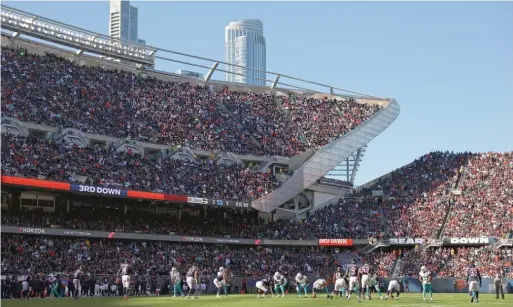  ?? MICHAEL REAVES/GETTY IMAGES ?? Soldier Field, the Bears’ home stadium for now, is an anachronis­tic and ungainly blending of the past and the recent past.