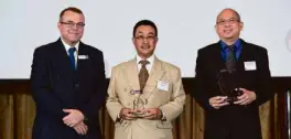  ??  ?? (From left) Asian Banking & Finance Editor-in-Chief Tim Charlton, PNB Savings Bank President, Jovencio Hernandez, and AVP & Marketing Division Head, Christophe­r Gene Lapuz