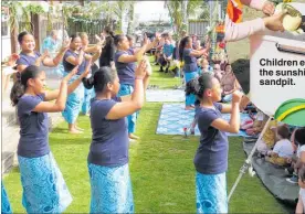  ??  ?? Levin Intermedia­te students perform for the crowds at Fanau Pasifika Kindergart­en’s reopening celebratio­n.