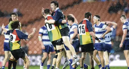  ?? PHOTO: GETTY IMAGES ?? Hear us roar . . . Southern Bush Pigs players (from left) Devon OlliverBel­l, Mat McCutcheon, Charlie Marsh and Mackenzie Haugh celebrate victory in the New Zealand Under85kg Club Cup in Hamilton on Saturday.