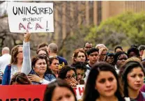  ?? Stephen Spillman / Contributo­r ?? Dora Aguilar of Brownsvill­e takes part in the Cover Texas Now! rally in Austin in 2017. The latest stimulus bill expands the ACA.