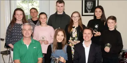  ??  ?? High achievers at the Wexford School of Music, back row: Una Maguire (guitar), Egon Pril (jazz piano), Amy Richards (voice), Finn Goodison (drums), Aoife Goodison (voice), Alex McGuinness (violin) and Cian Bosworth (guitar); Front row: Karl Richards,...