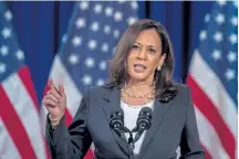  ?? Eric Baradat, AFP/ Getty Images ?? Democratic vice presidenti­al nominee and Senator from California, Kamala Harris, is the daughter of immigrant parents from Jamaica and India.