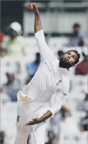  ?? PICTURE: TSERING TOPGYAL/AP ?? ON THE WAY BACK: England’s Yorkshire leg-spinner Adil Rashid during his last Test appearance against India in Chennai in December, 2016.