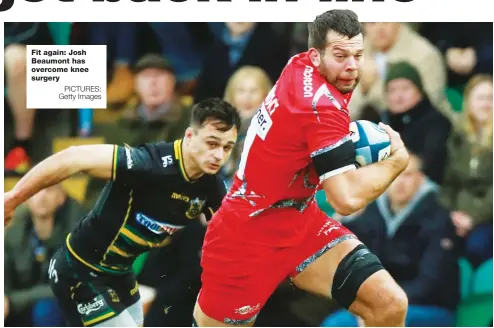  ?? PICTURES: Getty Images ?? Fit again: Josh Beaumont has overcome knee surgery